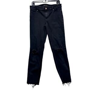 WHBM Women's Black Skinny Ankle Ripped Jeans Sz 8